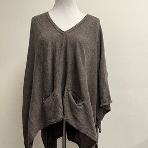 Autumn Cashmere gray cashmere poncho sweater S pockets